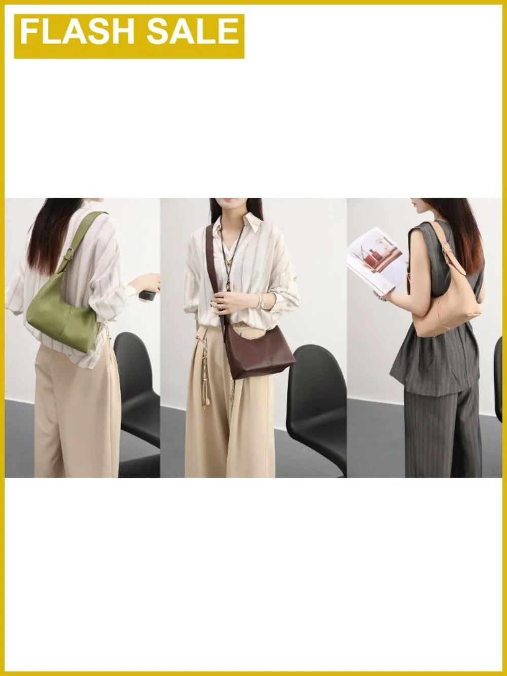 Hobo Shoulder Bag Women Slouchy PU Leather Crossbody Purse Vegan